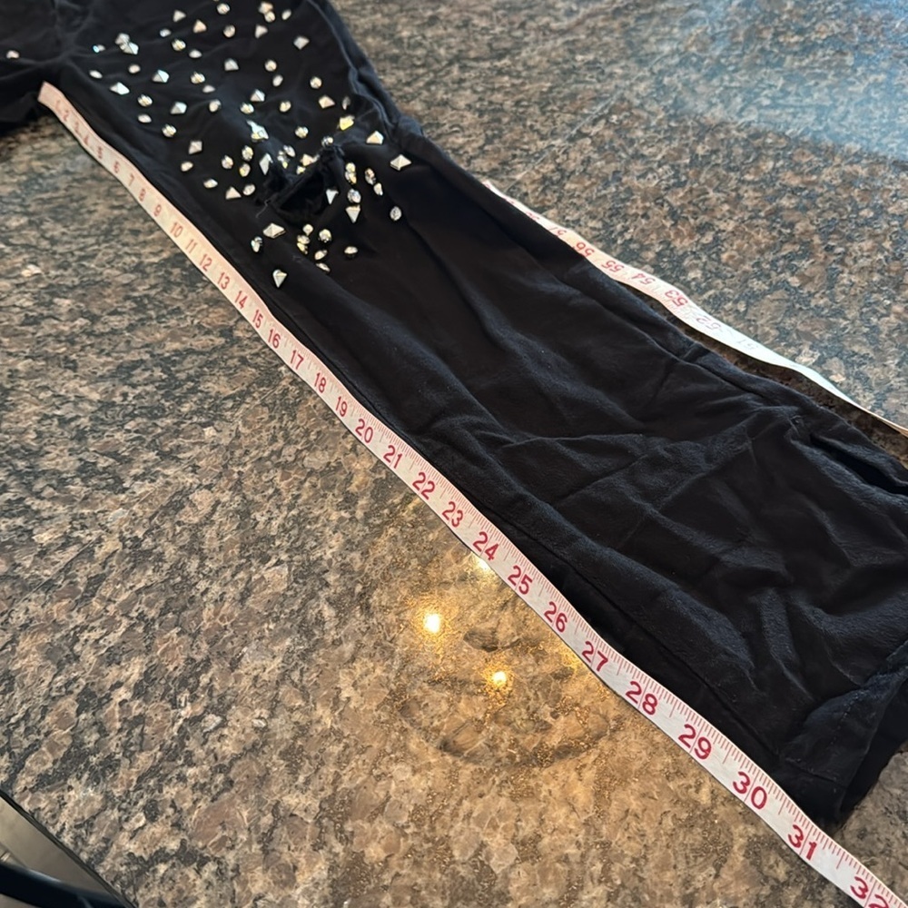 Black studded rocker distressed denim skinny jeans XL - Picture 13 of 13